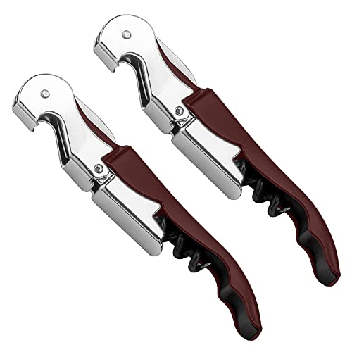 Pack de 2. Abridor vino profesional 3 en 1. Sacacorchos para botella de vino de 2 tiempos, abridor chapas para cerveza y refrescos y navaja dentada abre cápsulas Cover