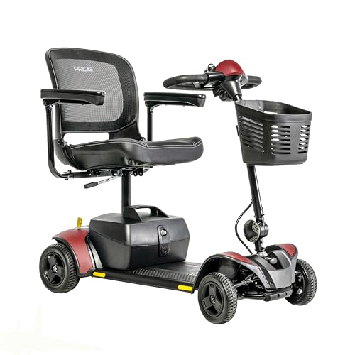 Go Go Elite Traveller 2 4-Wheel Scooter l 300 lbs. Capacity l Electric Portable Mobility for Adults l Foldable Seat, Includes Accessories + Ext. Warranty (Cardinal Red (Matte), 12 Ah Battery)