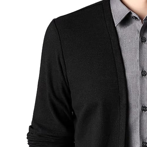Men's Cardigan Fake Two Pieces Sweater Long Sleeve Business Polo Sweater Slim Fit Knitted Casual Sweaters3