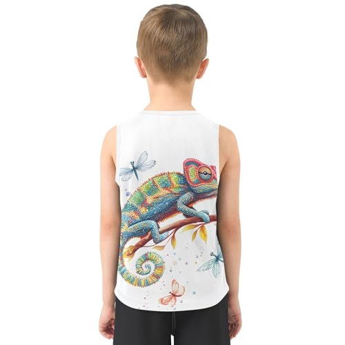 JUNZAN Red Mushrooms Puffball Black Boys Tank Top Sleeveless Summer Vest Tee Athletic Clothes for Running Biking Jogging 3T3