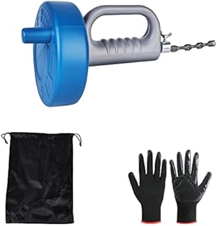 Snake Drain Auger - 7M Plumbers Professional Snake Drain Unblocker Tools with Work Gloves and Storage Bag, Snake Drain Cleaner, Spring Steel Drain Auger for Toilet, Drain, Bathroom Sink and Kitchen