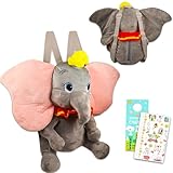 Dumbo Plush Toy Gift Set - Bundle with Deluxe Dumbo Plushie with Carrying Straps, Temporary Tattoos, More | Dumbo Gifts