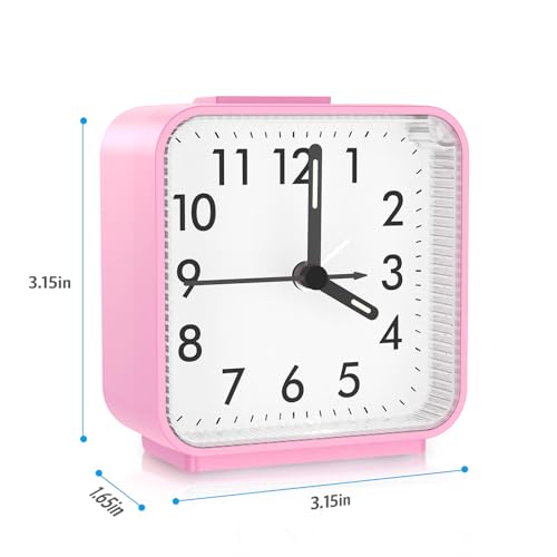 Image of AMIR Analog Alarm Clock, Silent Non Ticking Small Clock, Travel Alarm Clock with Snooze & Light, Ascending Beep Sounds, Battery Operated Loud Alarm Clock