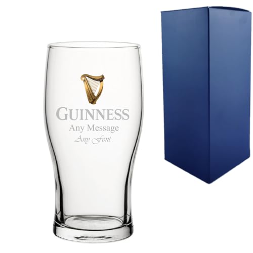 Personalised Engraved Guinness Pint Glass with Box | Custom Guinness Glasses 18th 21st 30th 40th 50th Birthday Gifts for Him Gift for Men Best Man Groomsmen Gifts Gravity
