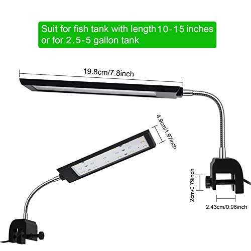 Aquarium Light For Fish Tank Clip On Led Fish Tank Light For 5 Gallon, Aquarium Light For Plants With Timer And Dimmer, White Blue Red Leds 7W #TOP6