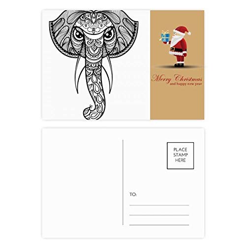 Cartes postales Père Noël Paint Elephant Friend Company (lot de 20) pour vœux de fin d'année