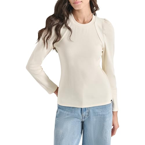 Image of DKNY Women's Puffsleeve Longsleeve Comfortable Soft Tops