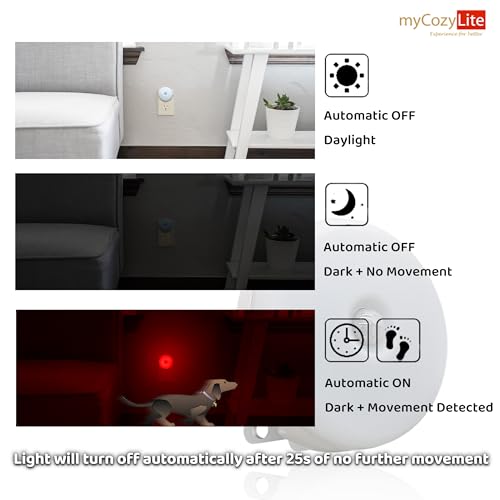 Image of myCozyLite Red Motion Sensor Night Light, Red Light for Sleep, Night Lights Plug into Wall, Automatic ON Off, 2 Pack Motion Night Light for Bedroom, Bathroom, Kitchen, Hallways