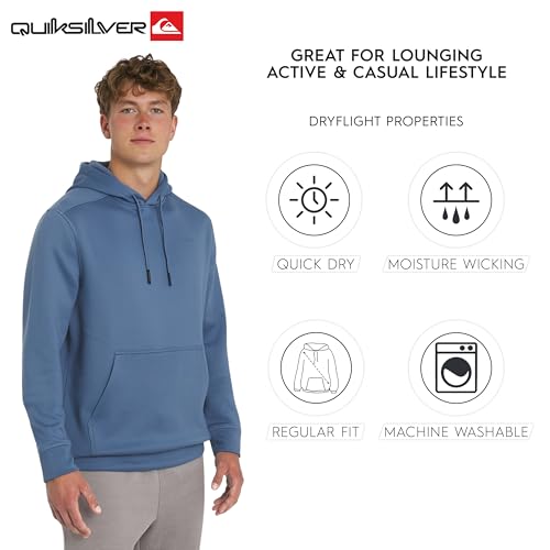 Image of Quiksilver Men's Regular Fit Active Performance Heavyweight Jacquard Mesh and Polar Fleece Pullover Hoodie (S-XL)