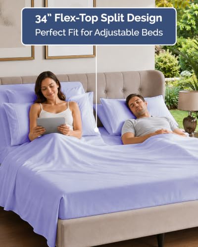 Image of Flex Top Split Head King 6 Piece Sheet Set - Soft & Cooling - Lavender Pink