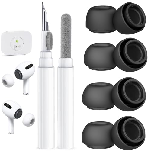 Image of 4 Pairs Replacement Ear Tips for AirPods Pro 2nd /1st (Black) | (4 Size XXS /XS /S /M /L )Silicone Ear Tips with Cleaner kit,Noise Reduction Holewith & Built-in dust Guard Screen