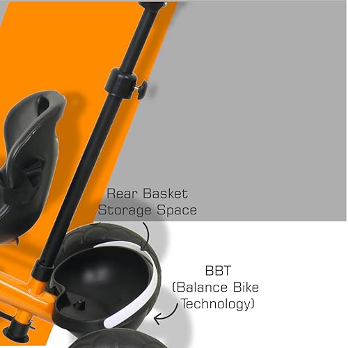 Luusa® TFT RX-500 Plug N Play Tricycle for kids /Baby Tricycle With Parental Control, Seat Belt For 1-4 Years Boys/Girls/Kids/Baby/Carrying Capacity Upto 25 kgs (Orange) Proudly MADE IN INDIA (Image - 5)