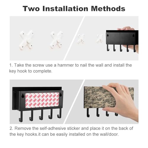 Llavero de pared de camuflaje digital con bandeja organizadora de correo y estante de metal 4