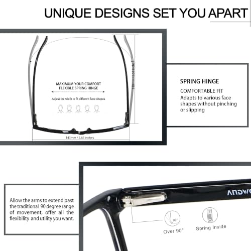 Image of Blue Light Blocking Glasses Men Women Computer Filter Large Frame Bluelight Blocker Anti Blue Ray Lightweight ANDWOOD AR002