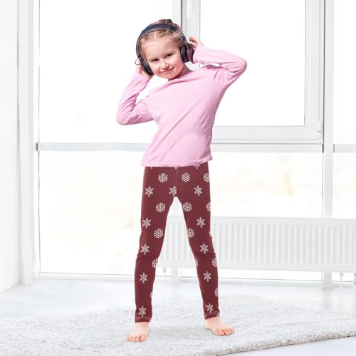 Snowflake Old Red Pattern Girls Leggings Ultra Soft Compression Yoga Gym Pants for Kids 4-10T4