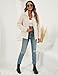 VVK Women's Fashion Faux Shearling Shaggy Full Zip Coats Warm Winter Patchwork Jackets with Pocket (Beige, M)