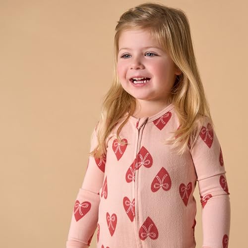 Modern Moments by Gerber Toddler Girls\' Tight Fitting Footless Pajamas, Pink Hearts, 2T