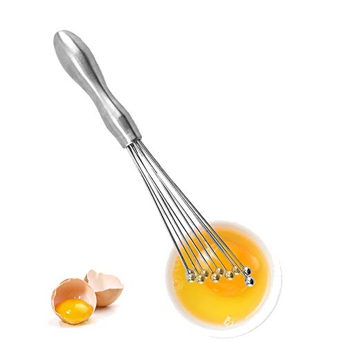 12 Inches Stainless Steel Mini Ball Whisk Egg Beater Kitchen Convenient Tool Manual Cooking Blender for Blending Whisking Beating Stirring