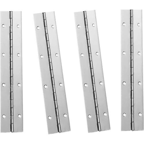 XHMAXE 8" Piano Hinges, 4‑Pack 304 Stainless Steel Continuous Type, Silver