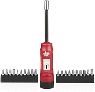 NEIKO 10573B 1/4” Torque Screwdriver Set, 20 Hex Bits, 10 to 50 In-Lbs, Long Shank Screwdriver Torque Wrench, Adjustable Inch-Pound Torque Screwdriver for HVAC and Gunsmiths