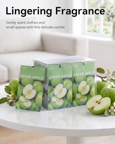 Image of MYARO 20 Pack Scented Sachets Odor Eliminator & Air Freshener for Drawer, Closet, Car, Suitcase Home Travel Fragrance Essential Green Apple