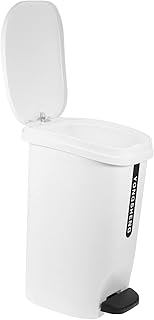Cabilock 13 Gallon White Trash Can with Lid, Foot Pedal, Nordic Style, Simple Human Trash Can, Waste Paper Basket, Multi-functional