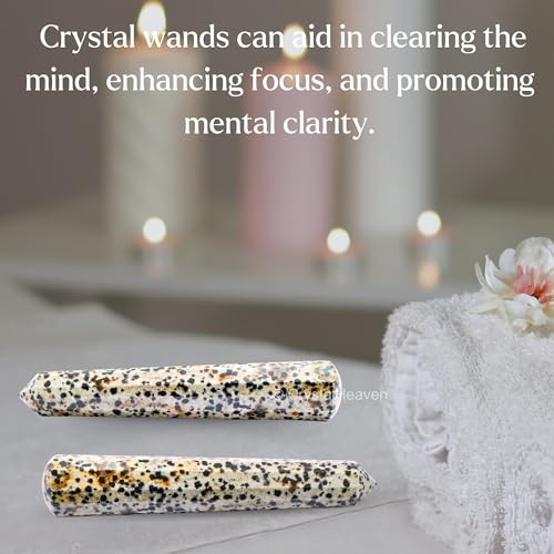 Image of Dalmatian Jasper Crystal Wand - Pointed Crystal Wand for Energy Healing, Chakra Balancing, Meditation and Home Decor - Crystals and Healing Stones for Gift