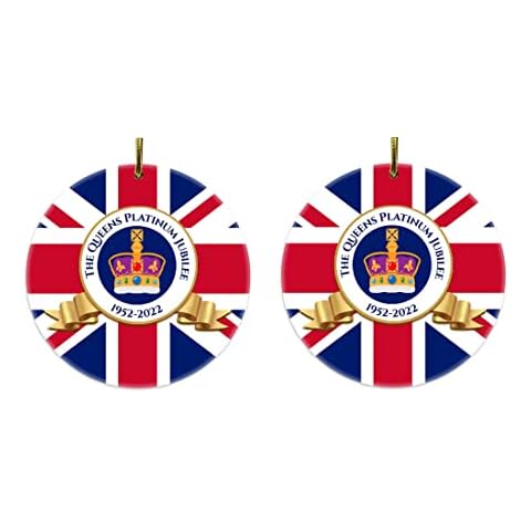 Queen Elizabeth II Platinum Jubilee 70 Commemorative Ornaments - Christmas 2022 Hanging Ornament, 3'' Merry Christmas Xmas Acrylic Ornament (D Style) Cover