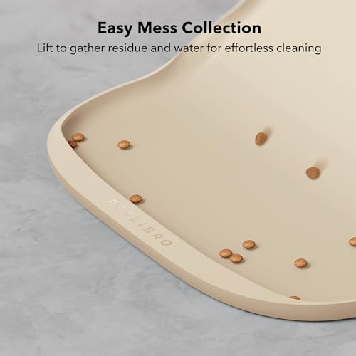 Image of PETLIBRO Silicone Dog & Cat Food Mat for Feeder and Water Fountain, BPA-Free Waterproof Pet Feeding Tray with Raised Edge Spill Protection, Non-Slip Easy Clean Bowl Placemat for WF005 AF103, 17.7 inchx12 inch
