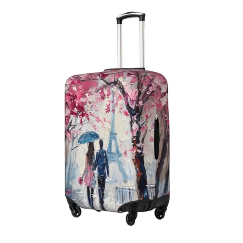 Eiffel Tower Pink Cherry Blossom Luggage Cover Elastic Travel Suitcase Covers, Anti Scratch Dust Proof Baggage Covers, Fits 29-32 inch Suitcases2