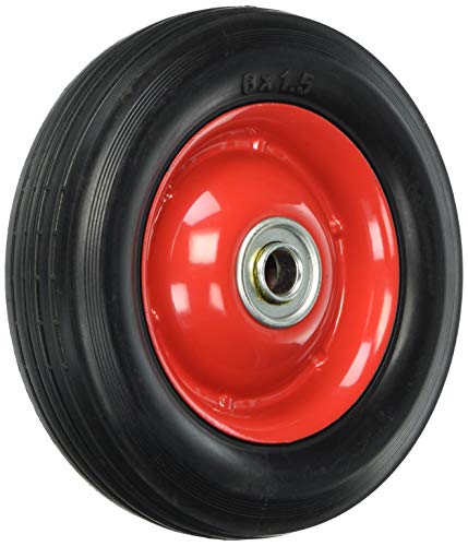 Shepherd Hardware 9590 6-Inch Semi-Pneumatic Rubber Tire, Steel Hub with Ball Bearings, Ribbed Tread, 1/2-Inch Bore Centered Axle