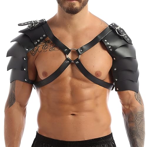 Arnés de hombro de guerrero vikingo medieval gladiador arnés renacentista hebilla escudos cosplay Halloween fiesta, Correa de armadura de dos hombros, talla única