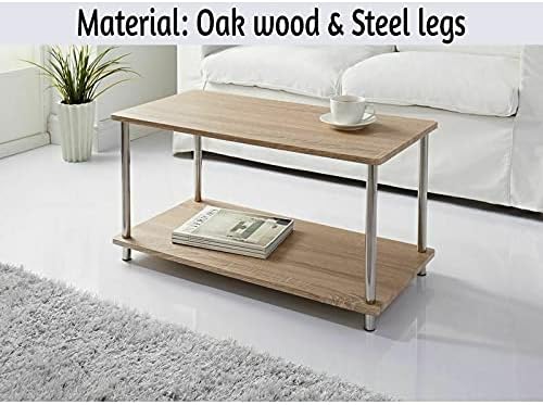 Saxony® Coffee Table for Living Room Occasional Oak Smart Table Top Wood Hallway Room Bedroom Wooden Coffe Table Indoor Decor Decorative Furniture Unit