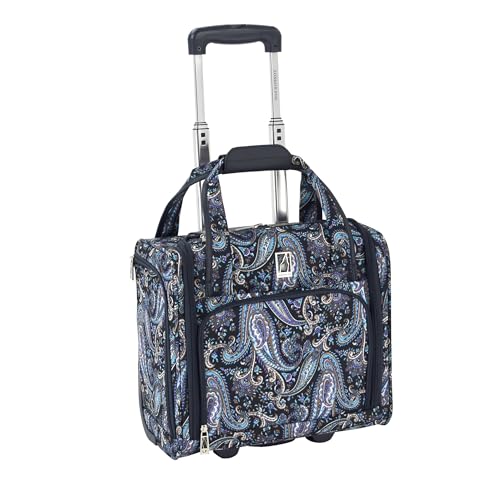 London Fog Mayfair 15 Inch under the Seat Bag Navy White Paisley