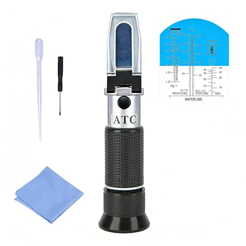 4 in 1 Refractometer Coolant Tester Antifreeze Tester for Measuring the Specific Gravity of Automotive Urea Freezing Point of Antifreeze