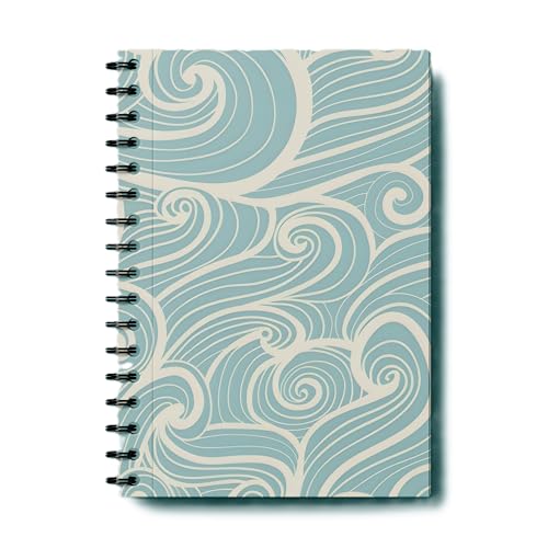 Image of zenithink Wave Aesthetic Wiro Journal Notebook | 80 gsm Paper With 350GSM Hard Cover | Unruled | Pages - 160 | A5 Size | Wiro Binding | Versatile for School, Home & Office