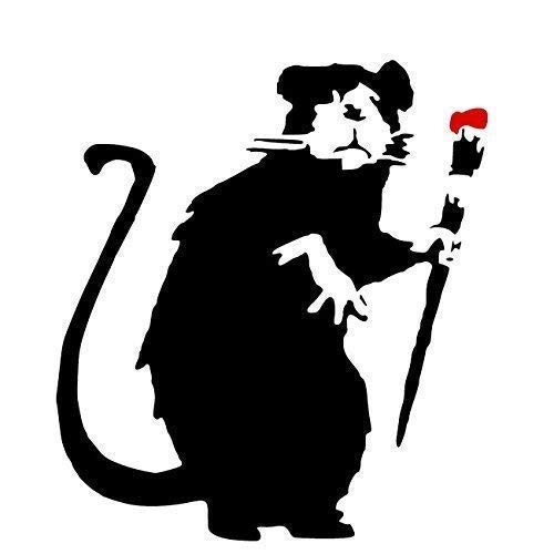Ideal Stencils Banksy Ratte Graffiti Schablone - Farben Bürste Ratte/Wiederverwendbar Wohndeko & Kunst Handwerk Malerei Schablone - semi-transparent Schablone, M/ 26X29CM Cover