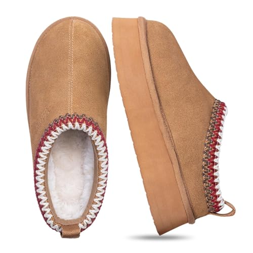 FITORY Womens Platform Slippers, Suede Ankle Boots with Fleece-lined for Indoor Outdoors Size 6-11 - Main Image