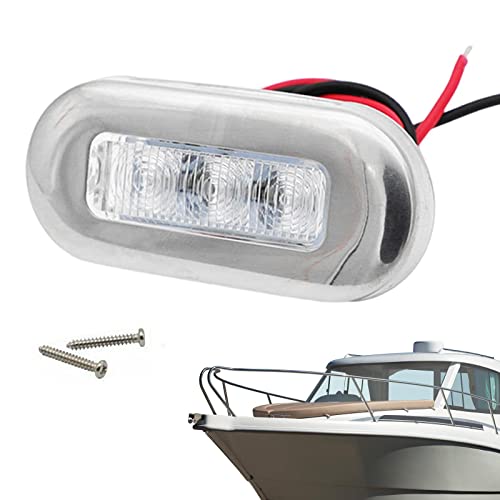 Joberio Luces Cortesía para Embarcaciones | Luces Marinas cortesía 12v para Barcos,Marco Acero Inoxidable 3LED, iluminación Cabina popa popa navegación Ligera para Pesca