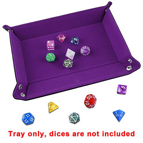 Siquk Double Sided Dice Tray Folding Rectangle Pu Leather And Dark Violet Velvet Dice Holder #TOP3