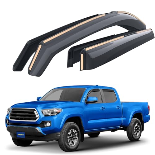 Goodyear Bruchsichere Innenkanal-Fensterabweiser für LKWs, Toyota Tacoma 2016–2023, Doppelkabine, Regenschutz, Fenstervisiere… – Ansicht 1