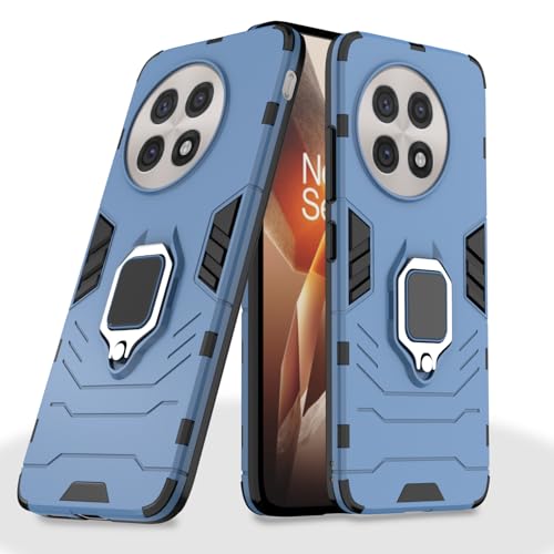 Image of Pikkme D5 Tough Armor Bumper Case | 360 Protection Case | Ring Holder Stand Back Cover for OnePlus 13R 5G (Blue)