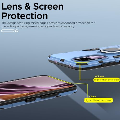 Image of Pikkme Oppo Reno 10 Pro Plus 5G Back Cover | D5 Tough Armor Bumper | 360 Protection Case | Ring Holder Stand Case for Oppo Reno 10 Pro Plus 5G (Blue)