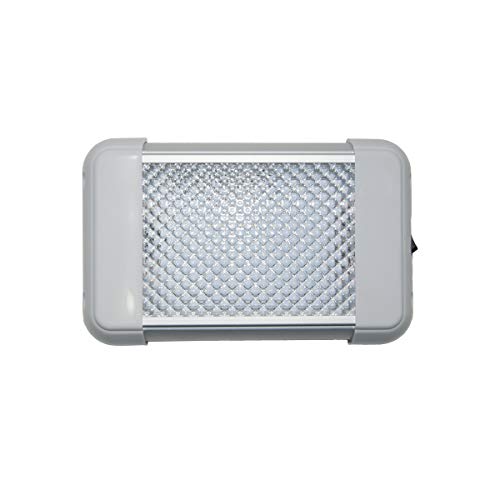 Raycharm LED Dome Light 6.3" x 3.9" Compact-Size 6000K Cool-White Even Diffused Beam, High Light-Output Low Ampere Draw, 12V-24V DC, On/Off Rocker Switch for Boat, Truck, RV & Utility Vehicles, 1-Pack