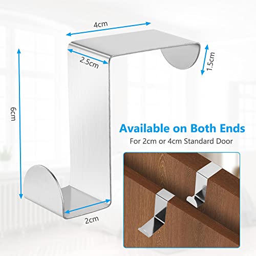 flintronic Over Door Hooks, 8PCS Heavy-Duty Over Door Hanger, Stainless Steel Coat Hooks Wall Mounted for Doors Bedroom - Image 3