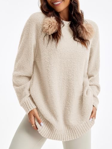 Image of Saodimallsu Womens Oversized Sweater Fuzzy Long Sleeve Casual Tunic Sweater
