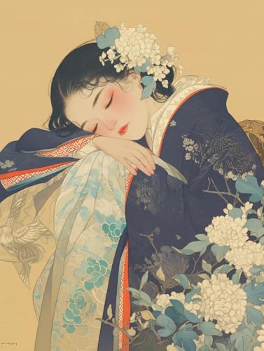Peinture diamant 5D complet de fille en kimono pour décoration murale 40x50cm
