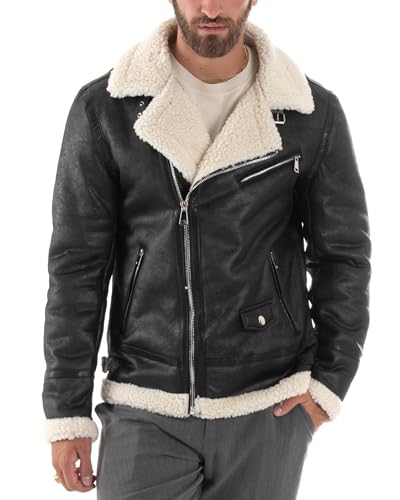 Giosal Giubbotto Montone Uomo Chiodo College Con Zip Giacca Imbottita