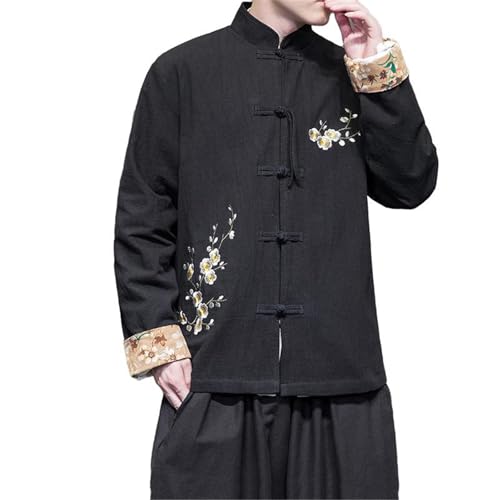 Linen Chinese style Autumn and Winter men's embroidered cotton and linen Tang suit jacket