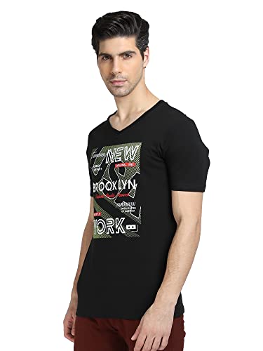 Image of DYCA by Bodycare Men's V Neck Half Sleeves T-Shirt, Cotton Graphic Print Tshirt, Casual Wear T Shirt for Man